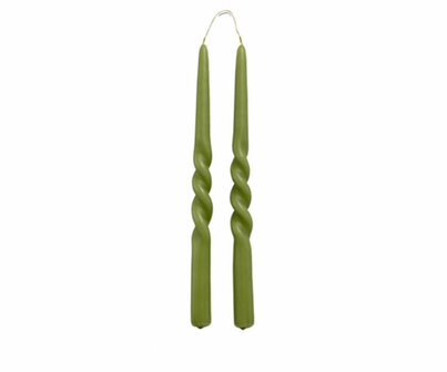 Dinerkaarsen met een twist - set van 2 - Olive green - Rustik Lys