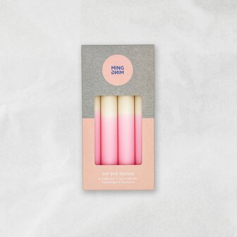 Dip Dye Kaarsen - MingMing - Milkshake x Bubblegum - set van 4 