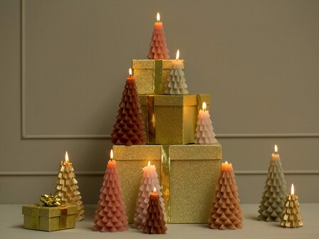 Kerstboom kaars groot - Goud 