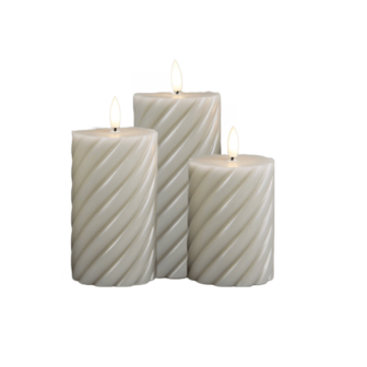 Set van 3 beige swirl LED stompkaarsen - JUNO 