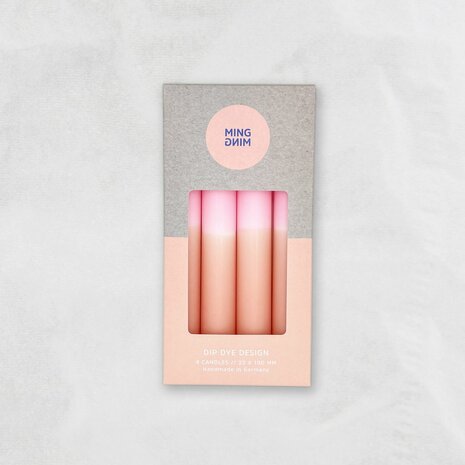 Dip Dye Kaarsen - MingMing - Bubblegum x Blush - set van 4 