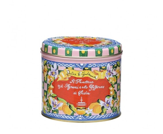 Panettone in Dolce & Gabbana bewaarblik - citrus en saffraan - roze